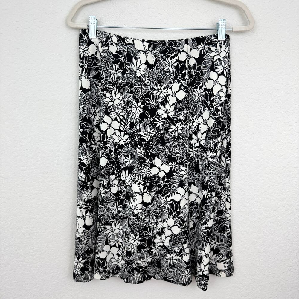 Talbots Womens Vintage A Line Skirt Size 1X Floral Career Office Black